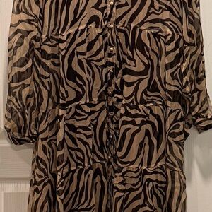 Johnny Was Zebra Print Dress - Black and Tan